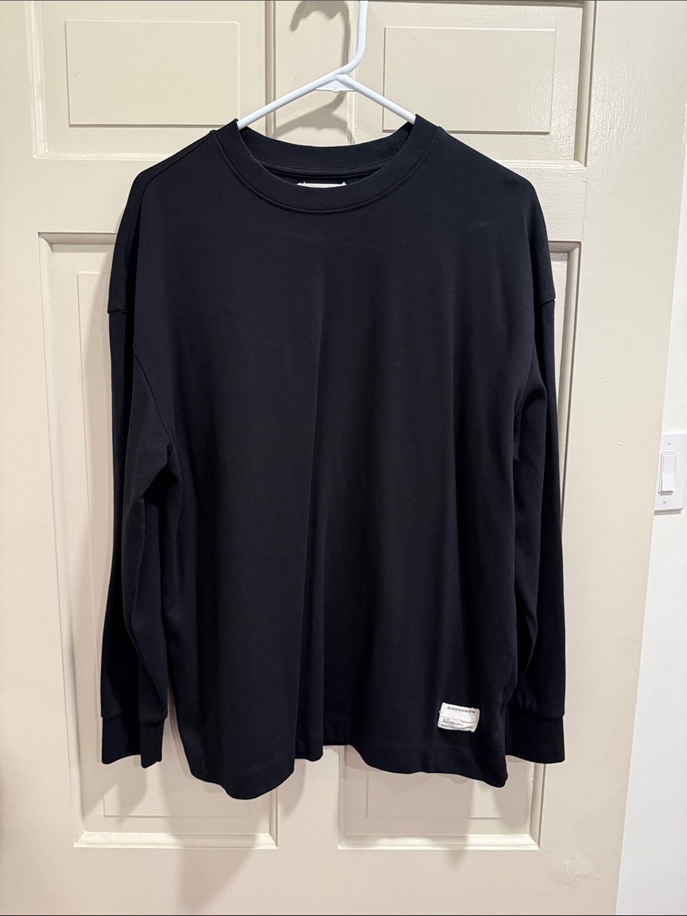 Public Supply Mens Black Long-Sleeve Crewneck Oversized Shirt Size Medium